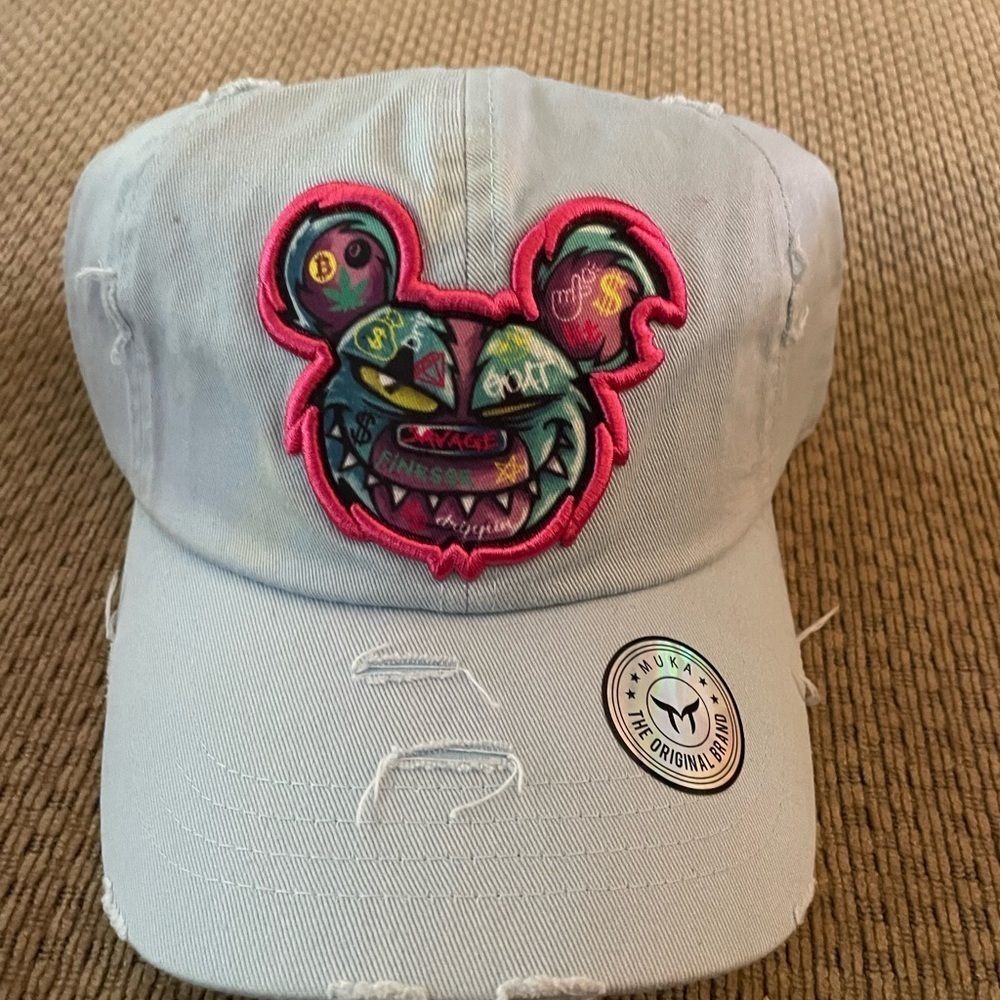 MUKA Blue Tatted Teddy Hat NWT